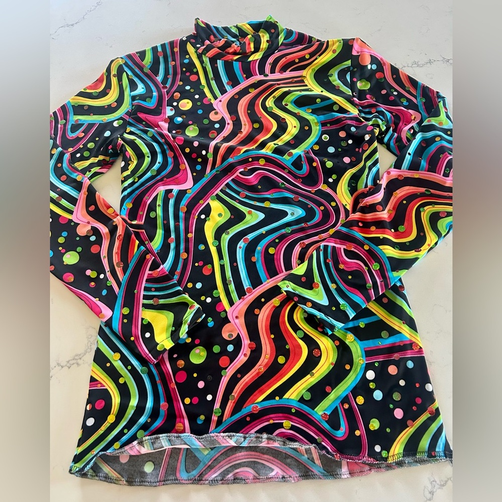 Black Multicolored Long Sleeve Horse Show Shirt - Women’s Small
